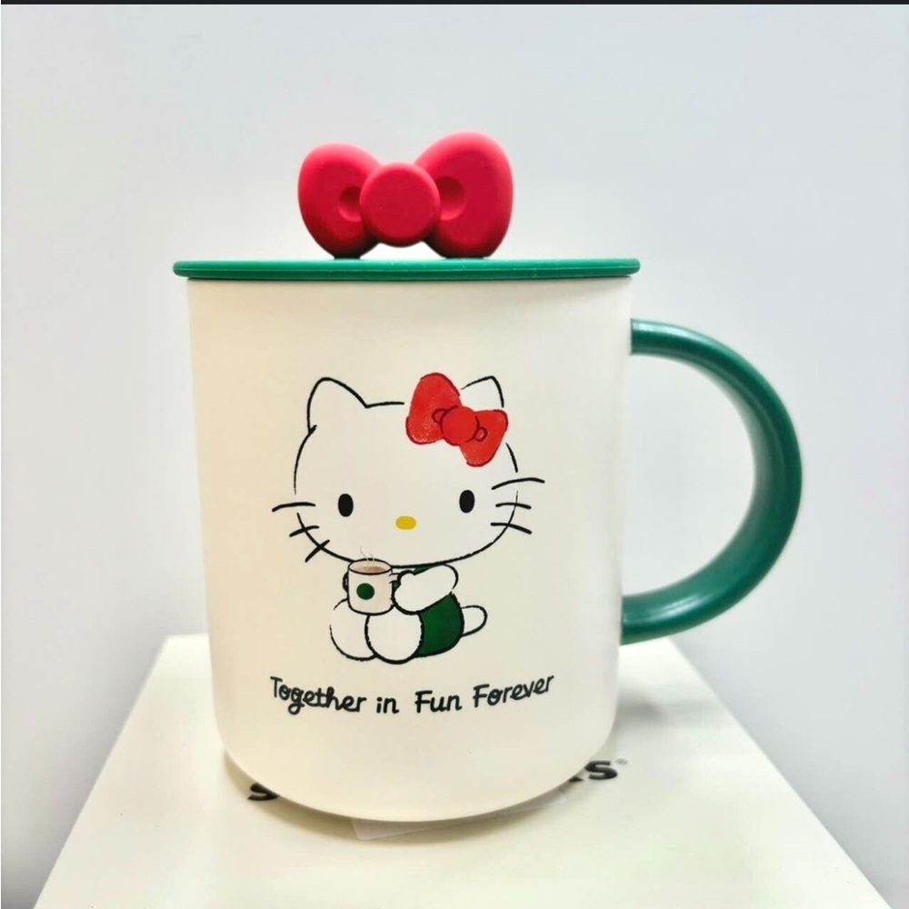 STARBUCKS Hello Kitty Ribbon Lid Ceramic Mug Tall 16oz (473ml) NEW